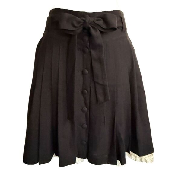 Divided by H & M Black Pleated Button Front Skirt With Lace Underskirt Size 8 - Picture 5 of 11
